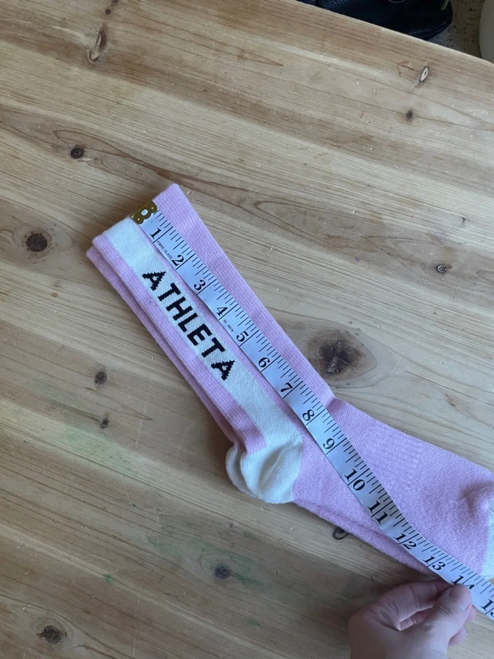 Athleta Light Pink Crew Socks with Cream Accents NEW